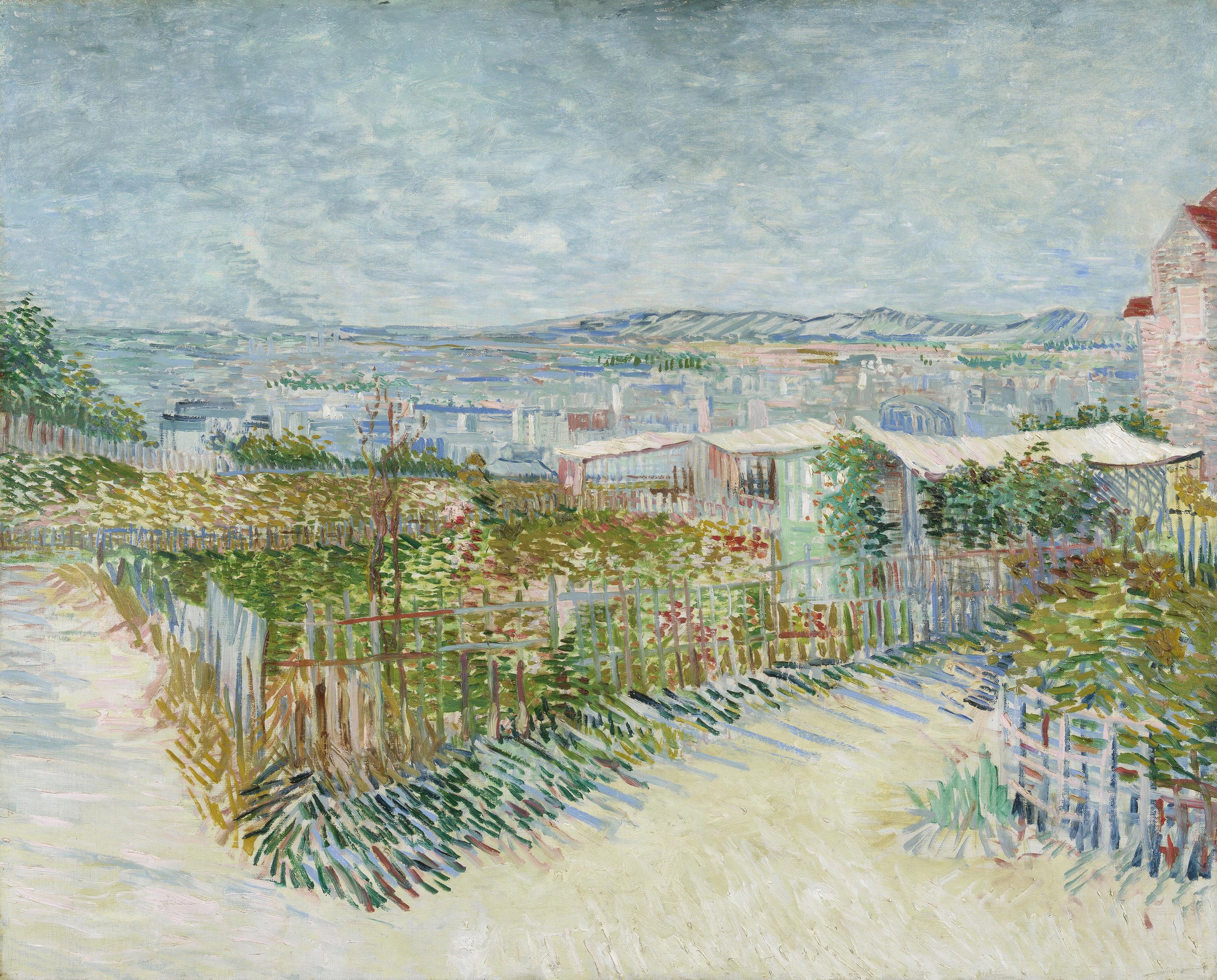 Reproduction du tableau « Montmartre : derrière le Moulin de la Galette - Vincent van Gogh » par Alpha Reproduction en peinture à l’huile