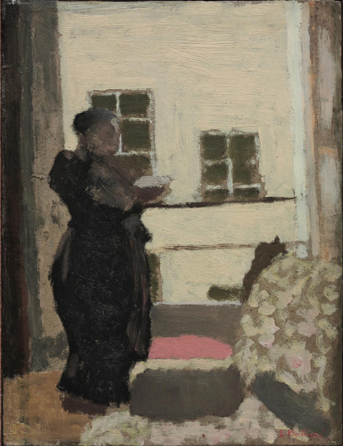 Madame Vuillard debout lisant devant la fenêtre - Édouard Vuillard