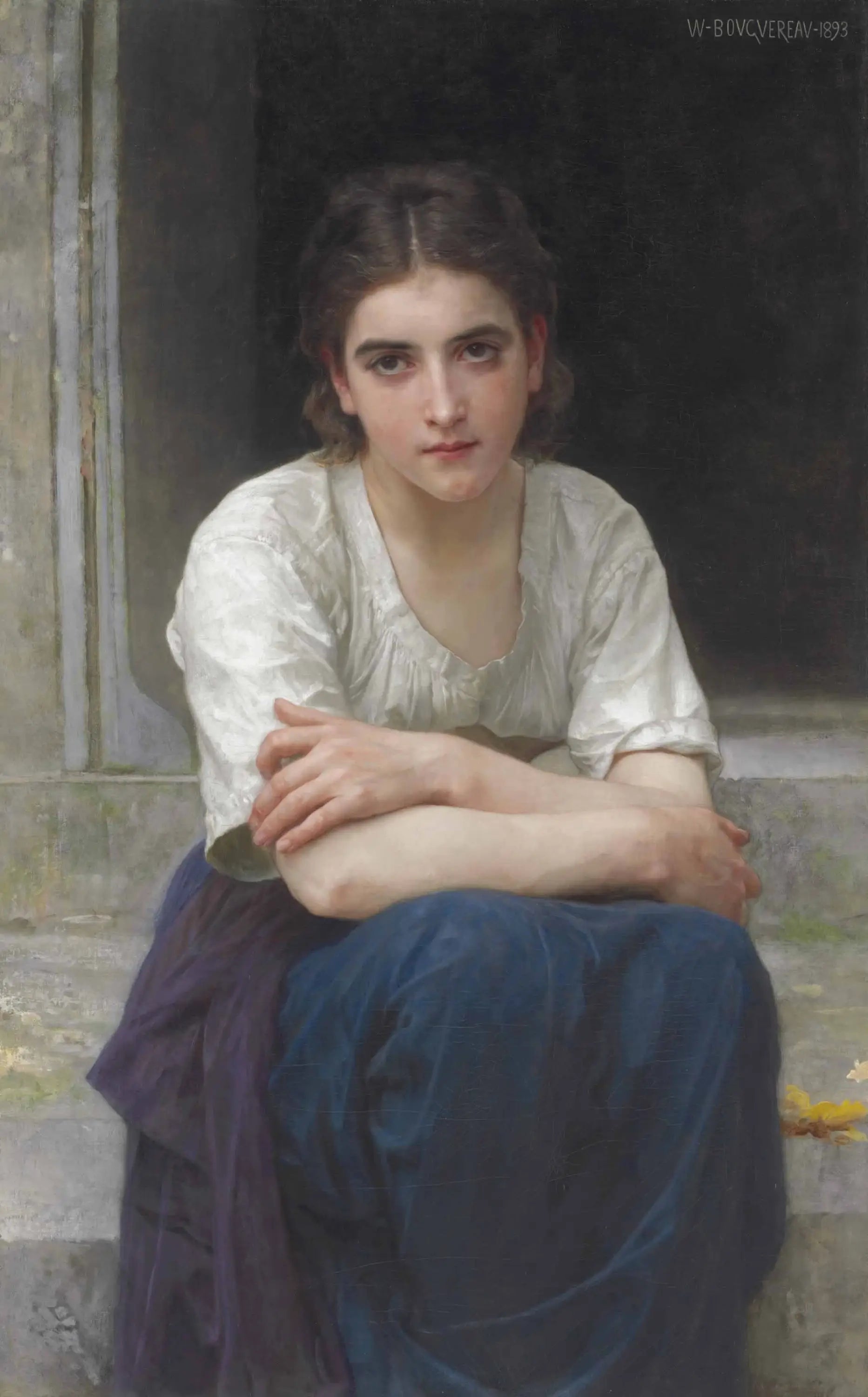 Reproduction du tableau « Rêverie sur le Seuil - Bouguereau » par Alpha Reproduction en peinture à l’huile