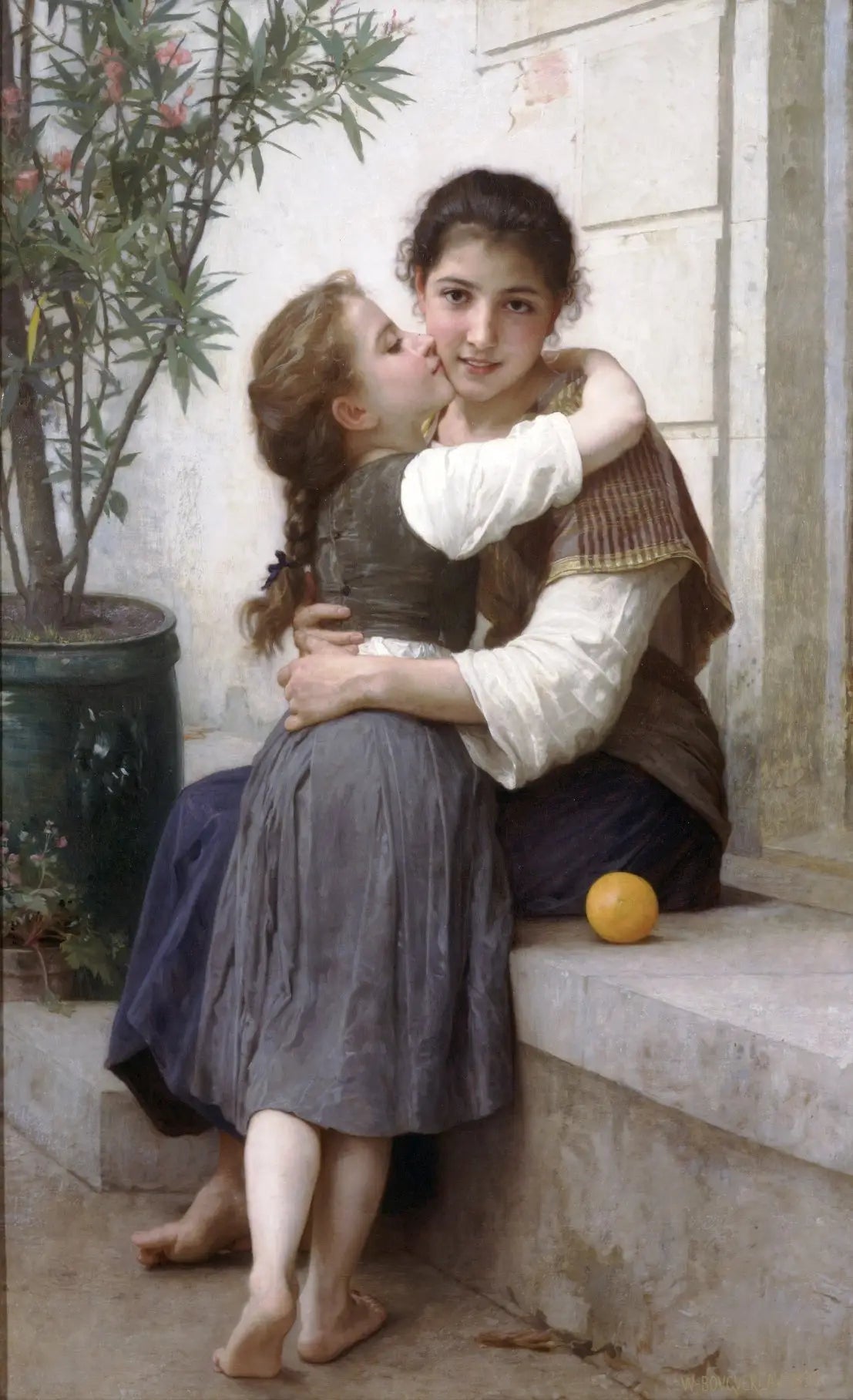 Reproduction du tableau « Câlinerie - Bouguereau » par Alpha Reproduction en peinture à l’huile