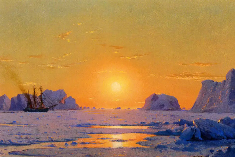 À beira do Groenlândia sob o sol da meia-noite - William Bradford