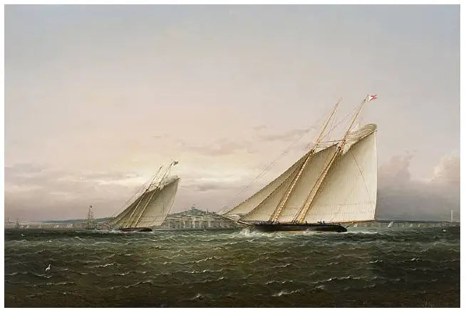 Corrida de iates no porto de Boston. - James E. Buttersworth