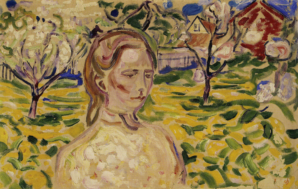 Reproduction du tableau « Jeune Femme et Renoncules - Edvard Munch » par Alpha Reproduction en peinture à l’huile