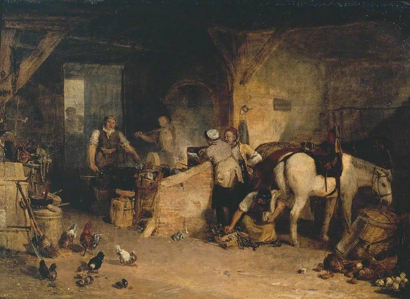 Um Ferreiro Rural Discutindo o Preço do Ferro e o Preço Cobrado ao Açougueiro pelo Ferrageamento de seu Pônei - J. M. W. Turner
