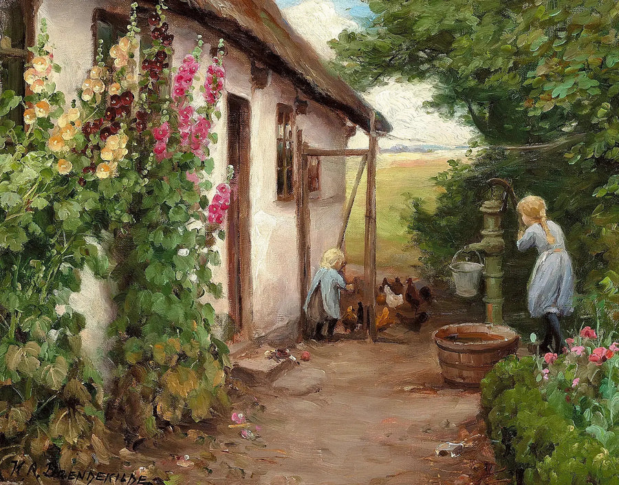 Do lado de fora da fazenda. - H. A. Brendekilde