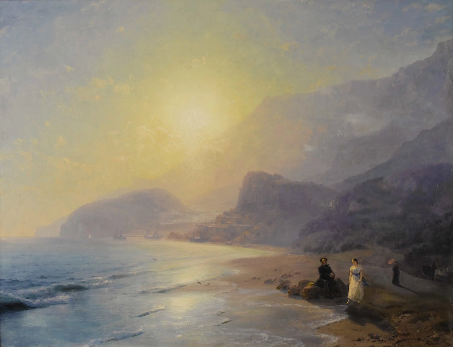 A. S. Pouchkine e a condessa M. N. Raevskaya à beira-mar perto de Gurzuf - Ivan Aïvazovski