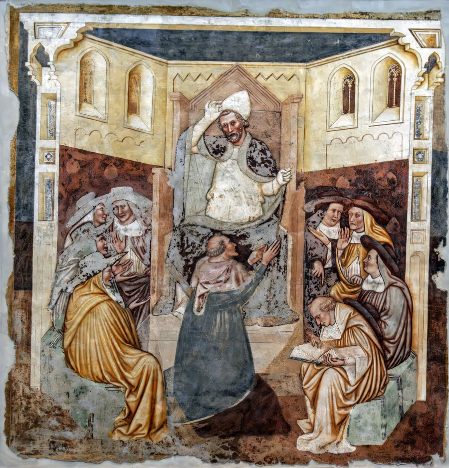 Abdication du pape (Histoires de sainte Ursule) - Tomaso da Modena image 1 copie peinte à la main à l’huile