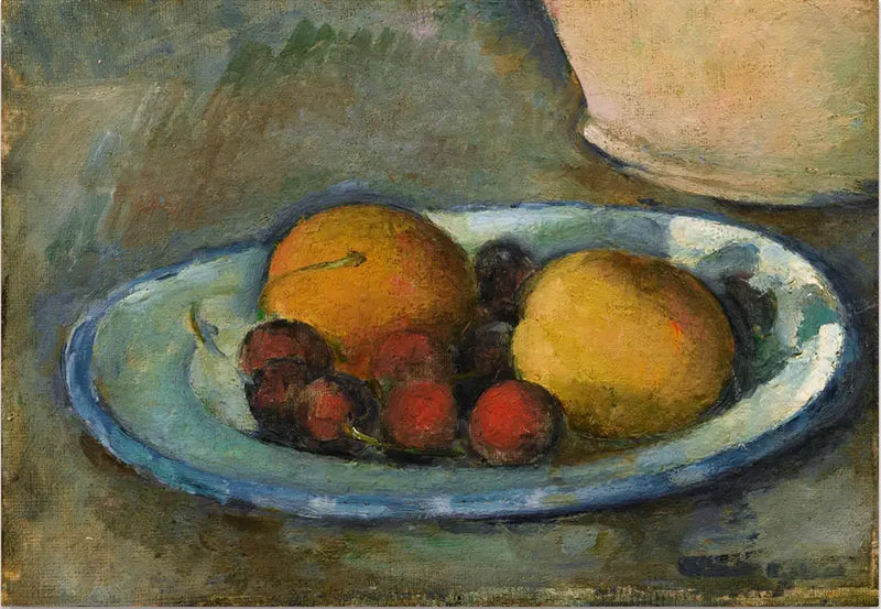Damasco e cerejas em um prato - Paul Cézanne
