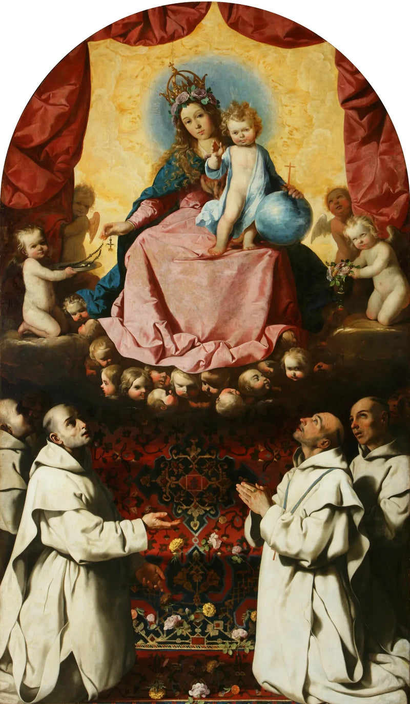 Adoração da Virgem do rosário pelos Cartuxos. - Francisco de Zurbarán