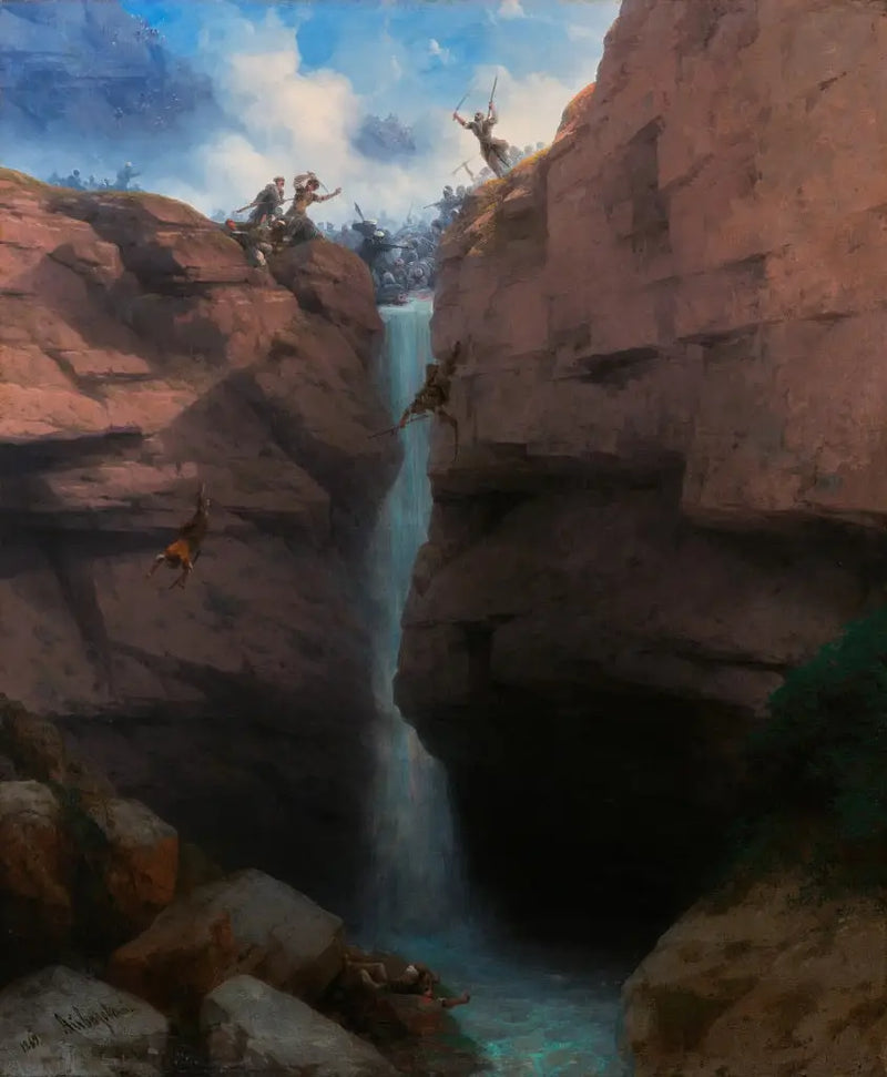 Confrontos entre os Chirvans e os Mourides em Gunib - Ivan Aïvazovski