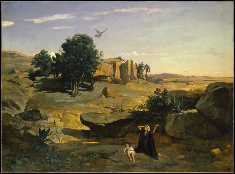 Agar no deserto - Jean-Baptiste Camille Corot