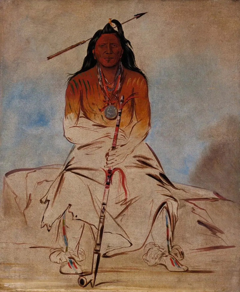 Ah-sháw-wah-róoks-te, Cavalo de medicina, um Grande Guerreiro Pawnee - George Catlin