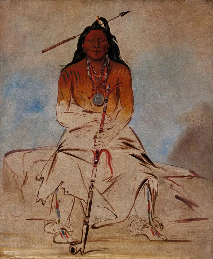 Ah-sháw-wah-róoks-te, Cavalo de medicina, um Grande Guerreiro Pawnee - George Catlin