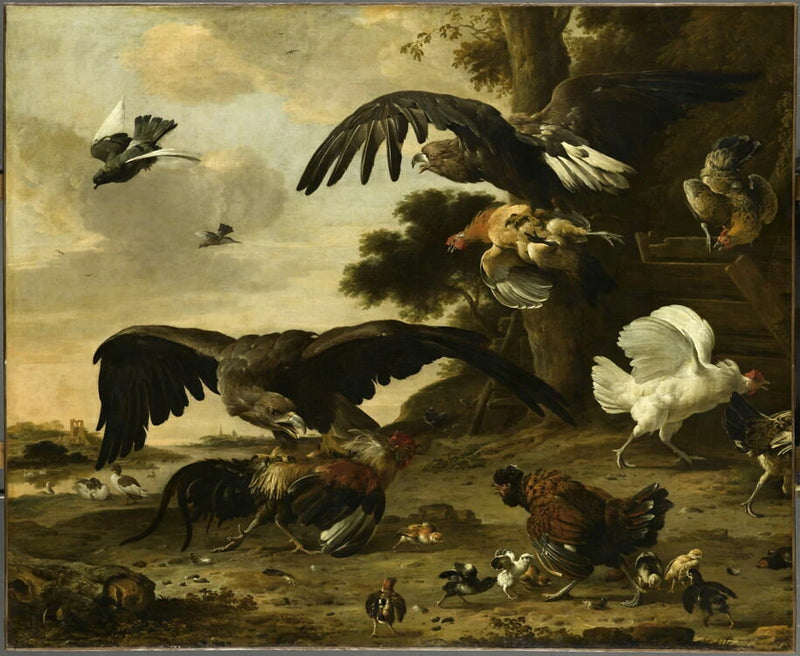Aigles attaquant des poules - Melchior de Hondecoeter