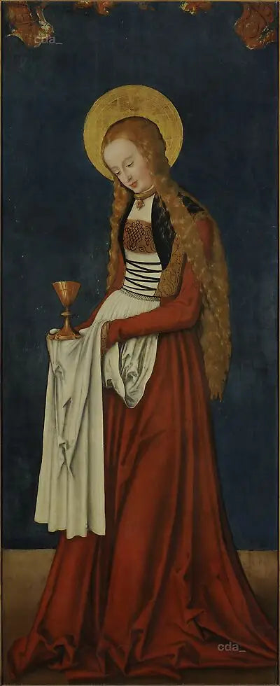 Asas do retábulo do coro oeste da catedral de Naumbourg [exterior]: Santa Bárbara - Lucas Cranach, o Velho