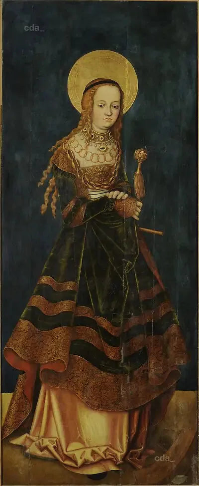 Asas do retábulo do coro oeste da catedral de Naumbourg [exterior]: Santa Catarina - Lucas Cranach, o Velho