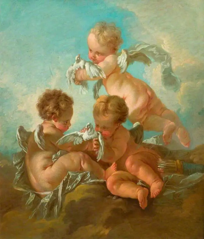 Ar: Três putti com pássaros - François Boucher