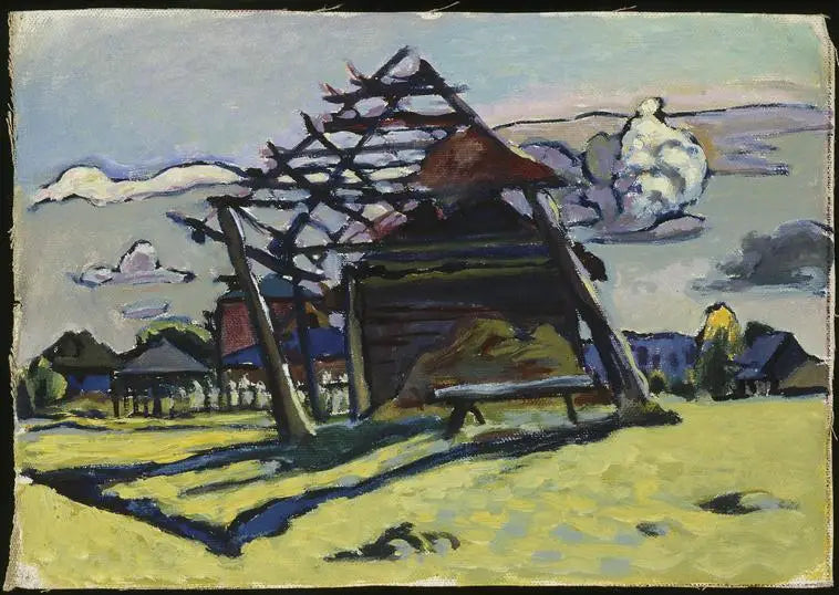 Akhtyrka, estrutura para um monte de feno e fazenda - Vassily Kandinsky