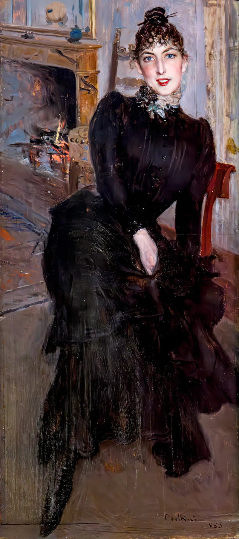 Alaide Banti na lareira - Giovanni Boldini