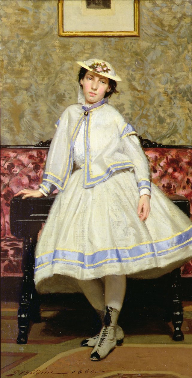 Alaide Banti de vestido branco - Giovanni Boldini