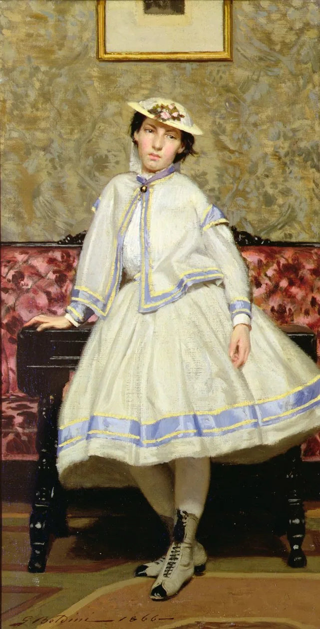 Alaide Banti de vestido branco - Giovanni Boldini
