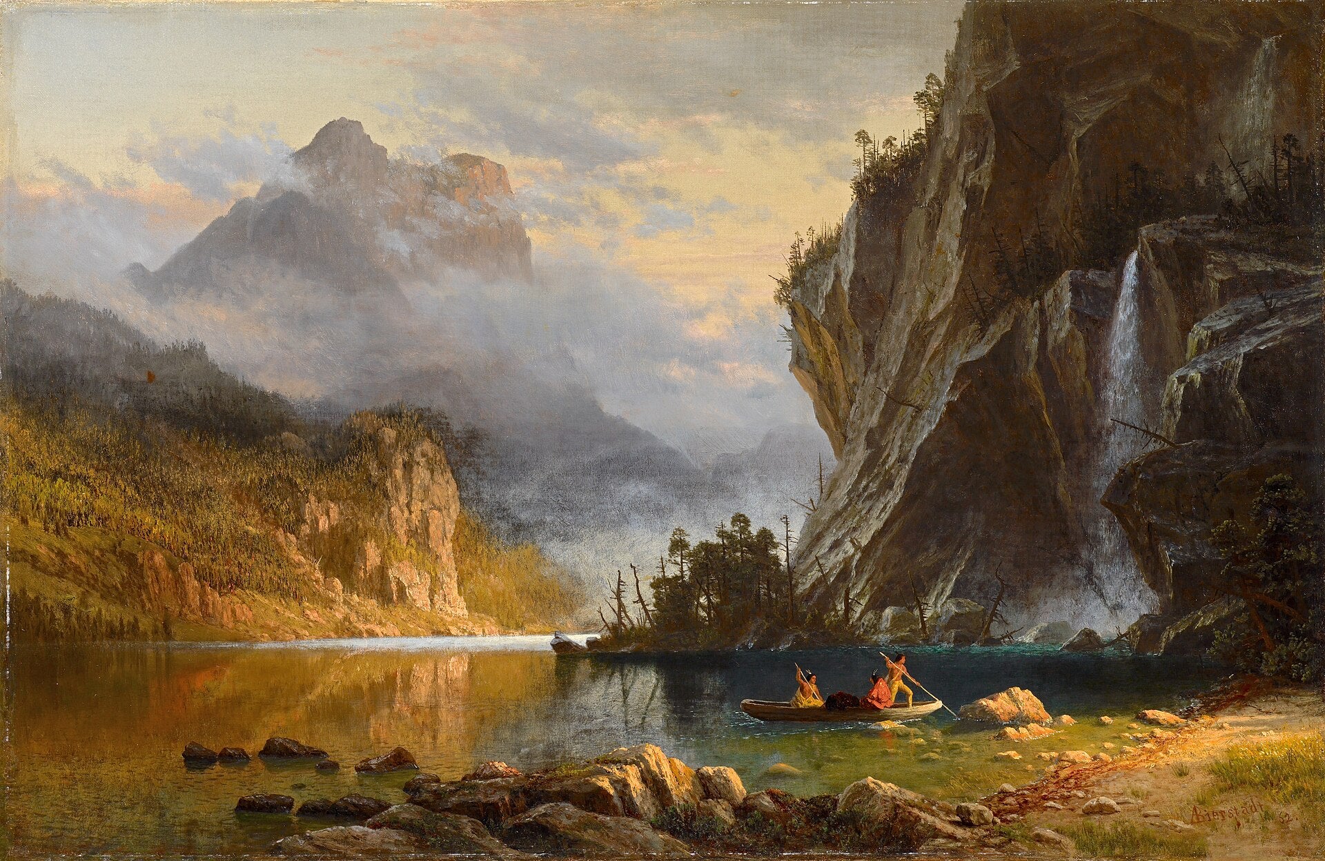 Indiens pêchant à la lance - Albert Bierstadt