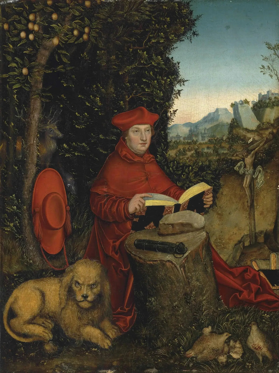 Albrecht de Brandeburgo em São Jerônimo em uma paisagem - Lucas Cranach, o Velho