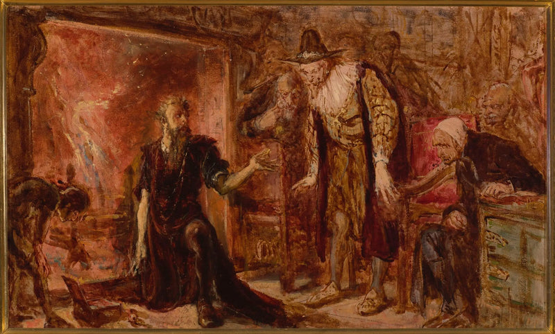 Alquimista Sendivogius e Sigismundo III, esboço - Jan Matejko