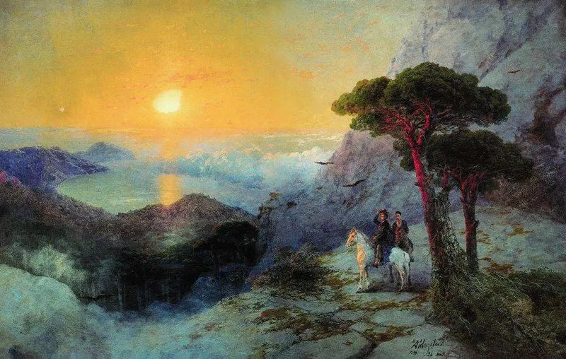 Alexandre Pouchkine no topo de Aï-Petri ao nascer do sol - Ivan Aivazovski