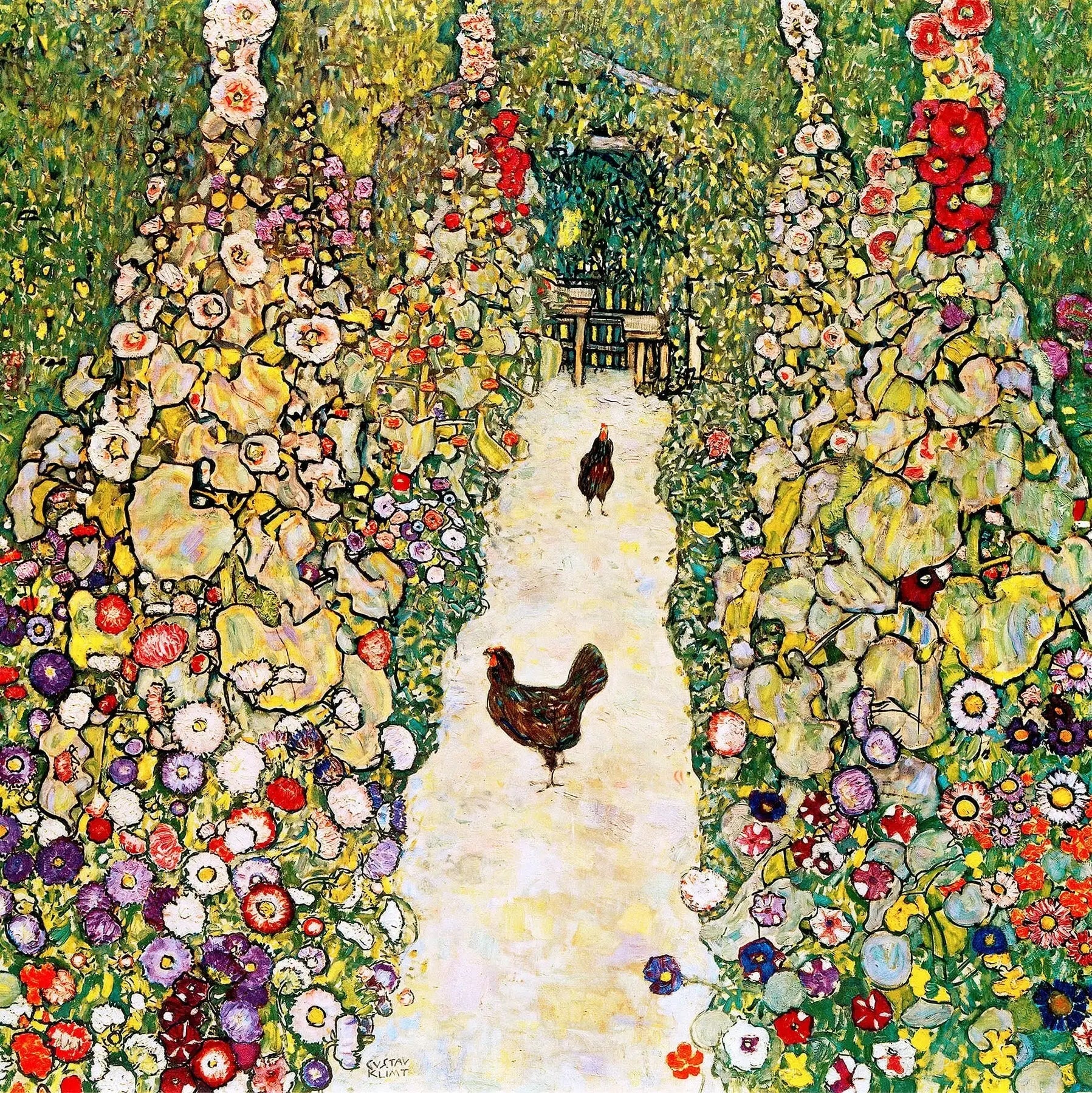 Allée de jardin avec poules - Gustav Klimt - Alpha Reproduction