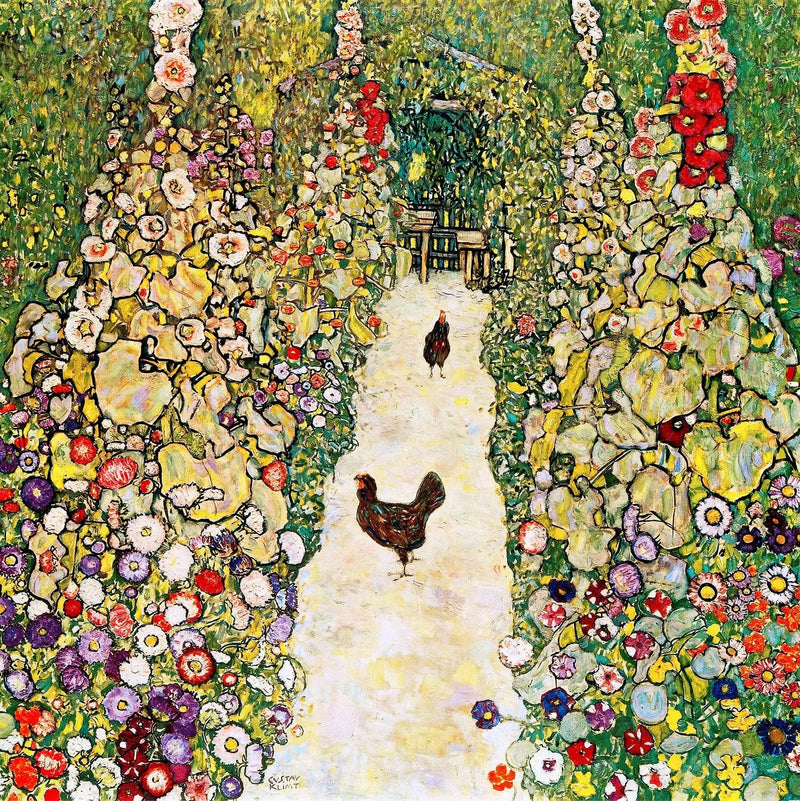 Alamedas de jardim com galinhas - Gustav Klimt