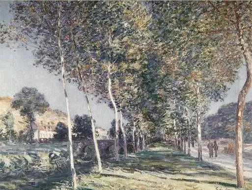 Alamedas de plátanos nos arredores de Moret-sur-Loing - Alfred Sisley