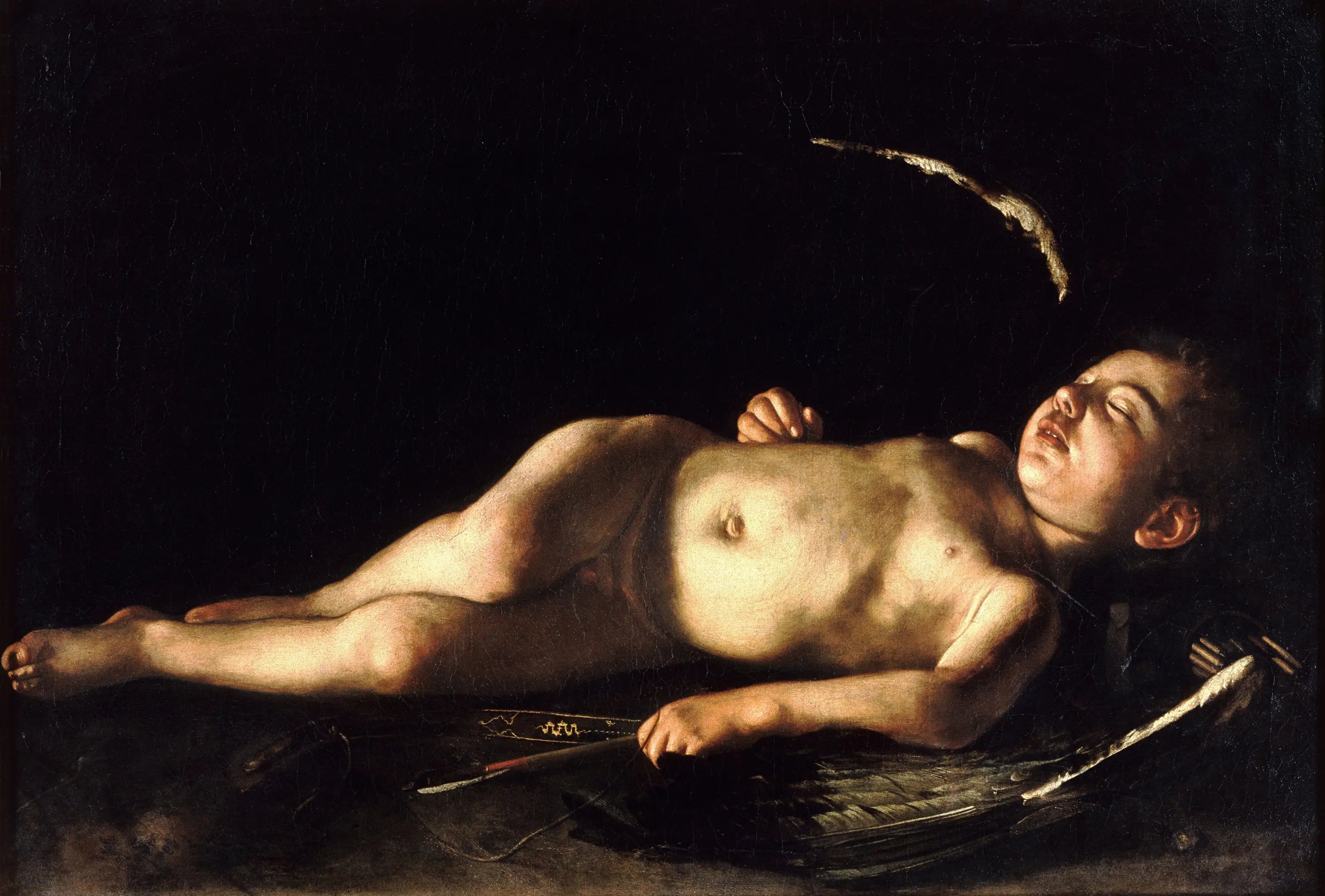 Reproduction du tableau « Amour endormi - Le Caravage » par Alpha Reproduction en peinture à l’huile