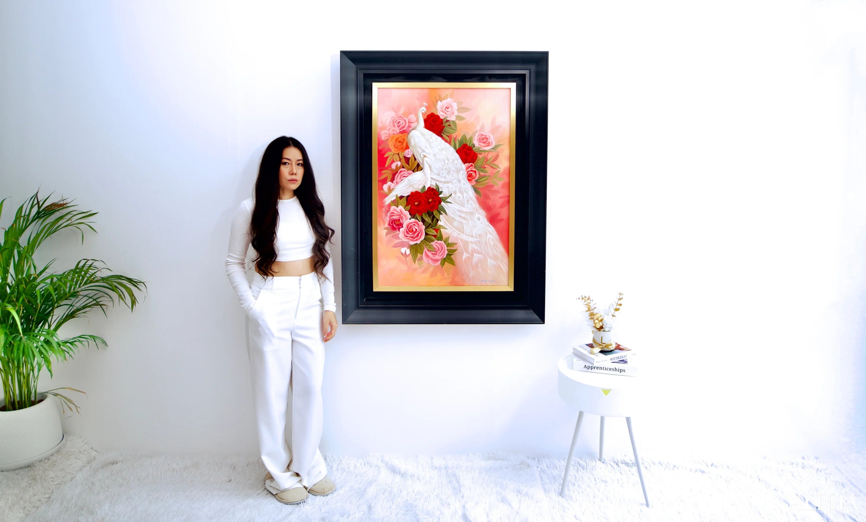 Love and White Peacock - Hudsadayuth | 60 x 90 cm Reproductions de tableaux à la peinture à l’huile