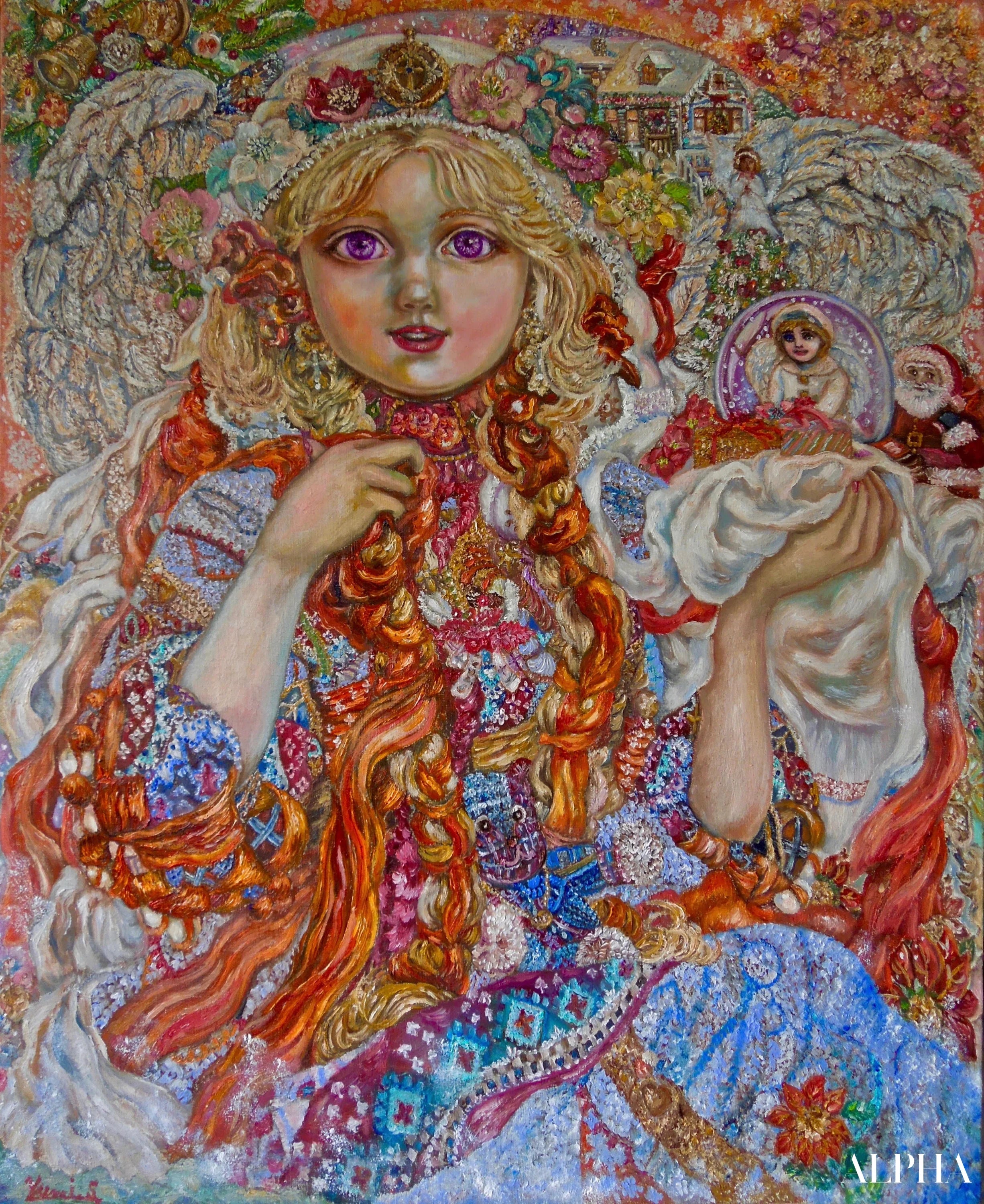 An angel celebrating Christmas - Yumi Sugai Reproductions de tableaux à la peinture à l’huile