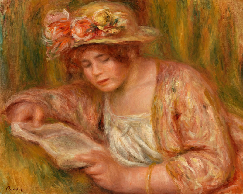 Andrée com um Chapéu, Lendo (Andrée in a Hat, Reading) - Pierre-Auguste Renoir