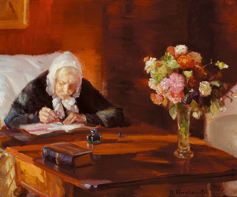 Ane Hedvig Brøndum na sua mesa - Anna Ancher