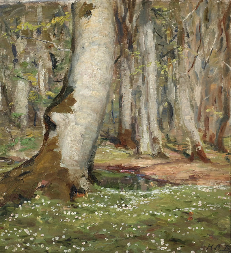 Anêmonas na floresta na primavera. - H. A. Brendekilde