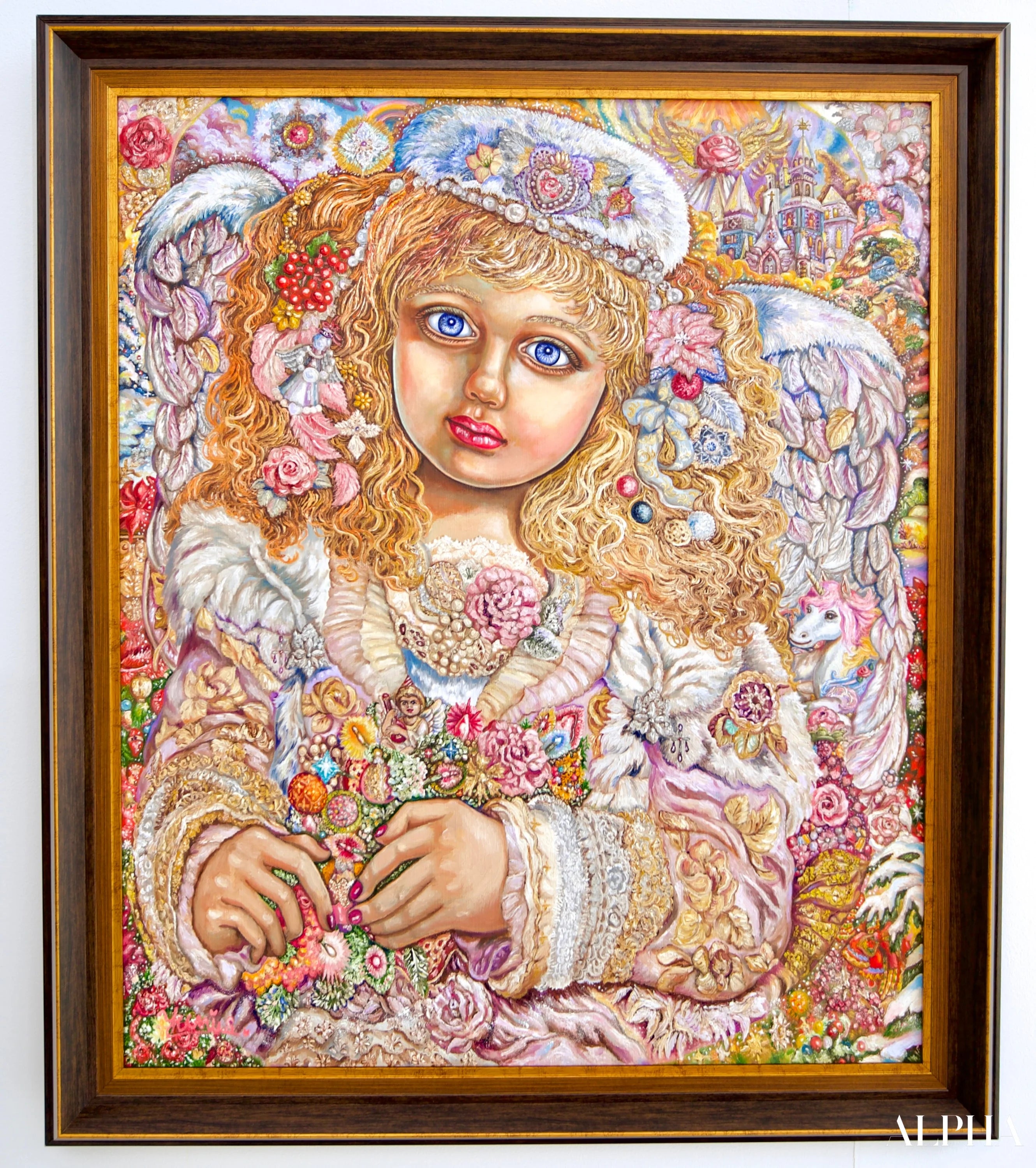 Angel of Christmas Lights - Yumi | 60 x 75 cm Reproductions de tableaux à la peinture à l’huile