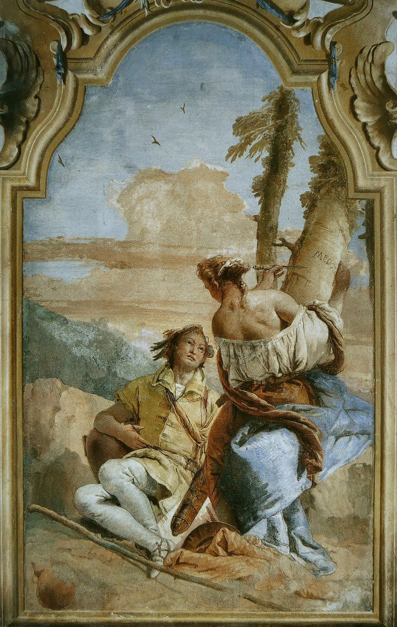 Angelica gravando o nome de Medoro em uma árvore - Giovanni Battista Tiepolo