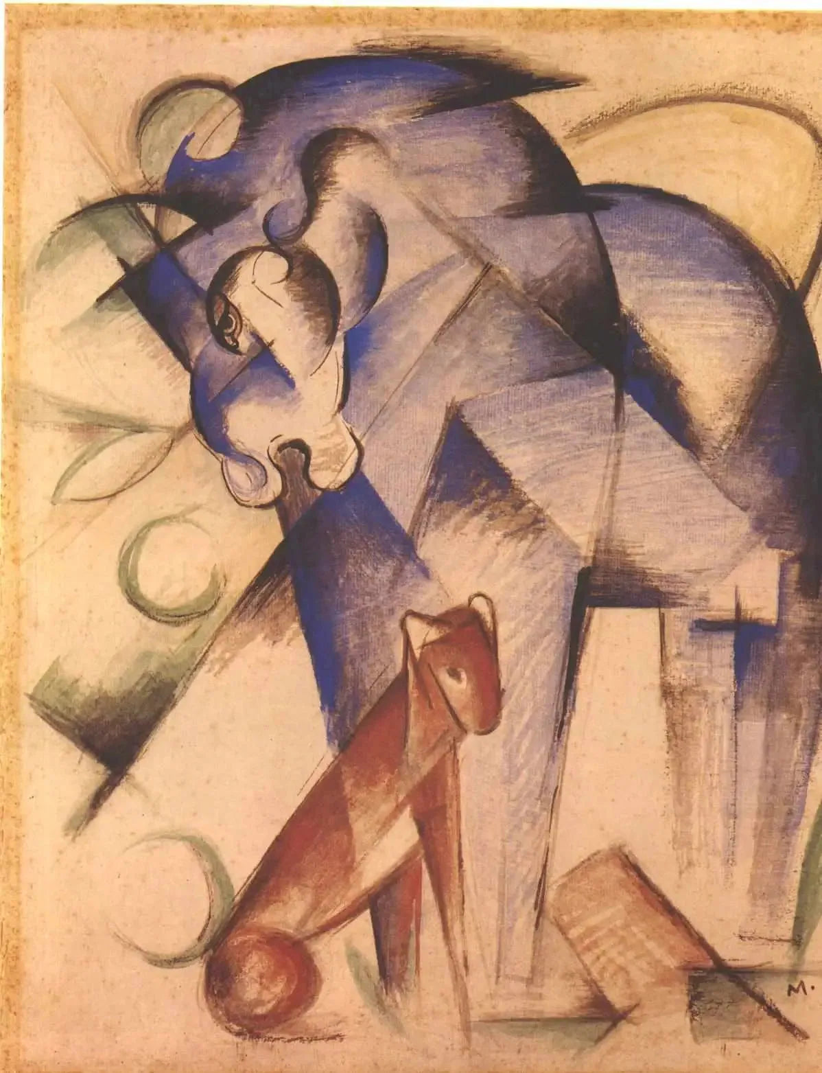 Animaux fabuleux (cheval bleu et chien rouge) - Franz Marc image 1 copie peinte à la main à l’huile