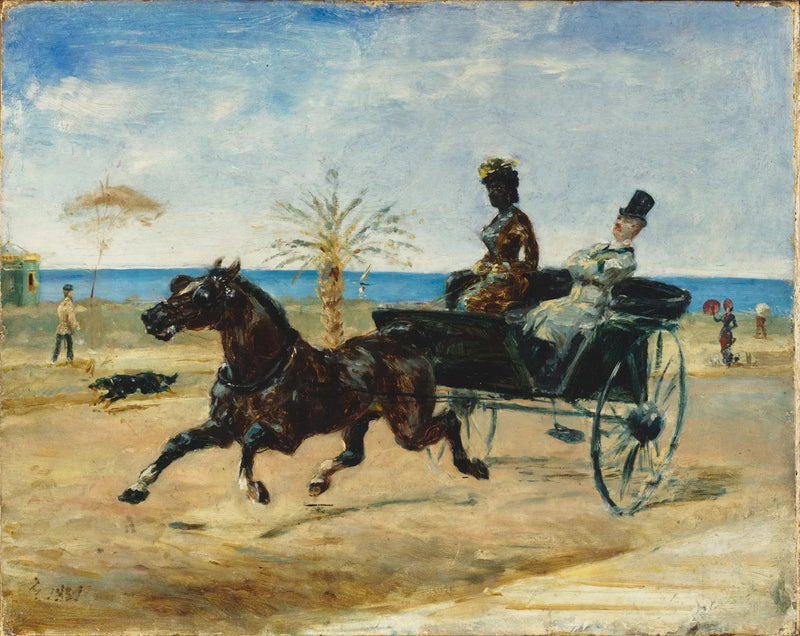 Anne Justine Angèle Delva de Dalmarie dirigindo um cabriolé - Henri de Toulouse-Lautrec