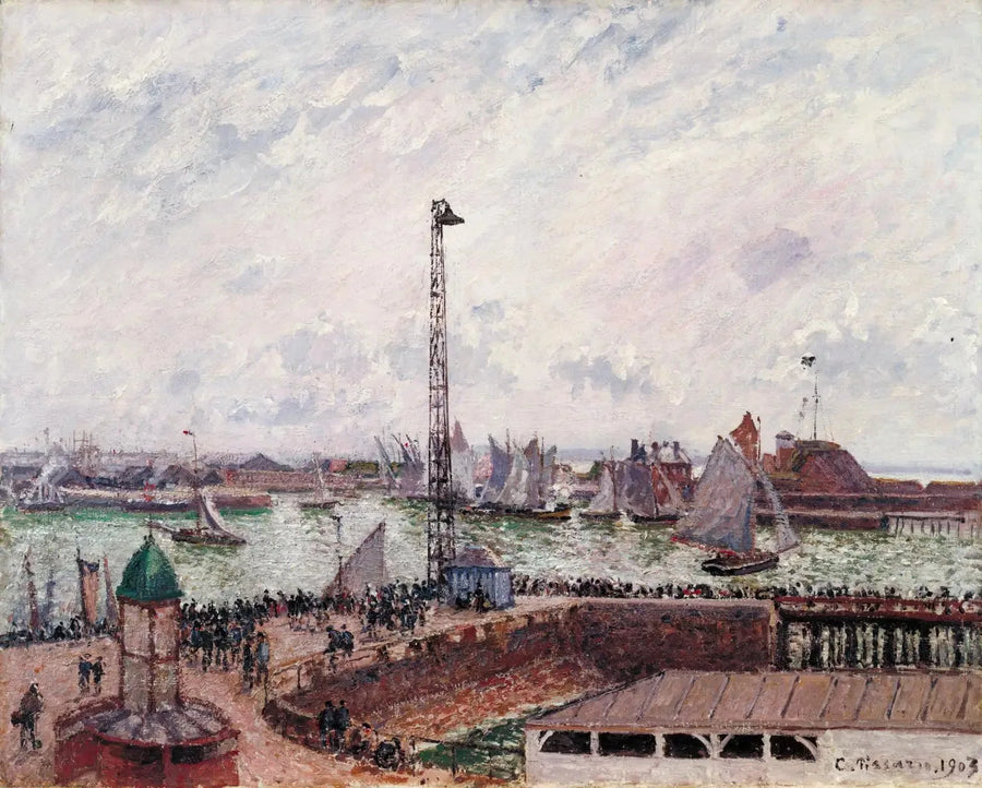 Anse dos pilotos, Le Havre, manhã, tempo cinza, nebuloso - Camille Pissarro