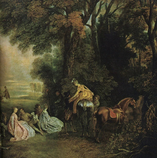 Halte pendant la chasse, peinture d’Antoine Watteau