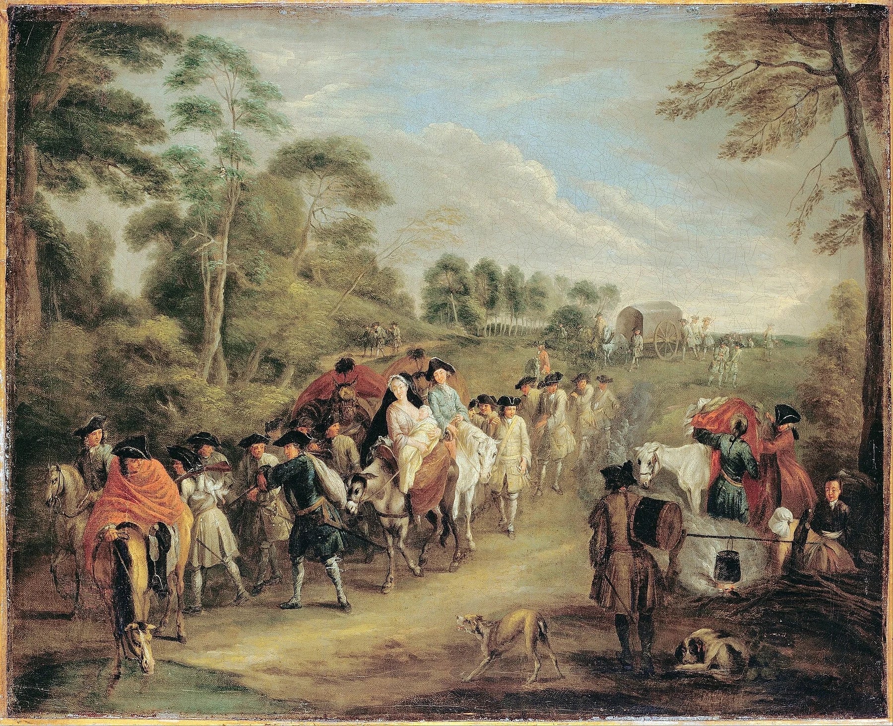 Soldats en marche, peinture d’Antoine Watteau