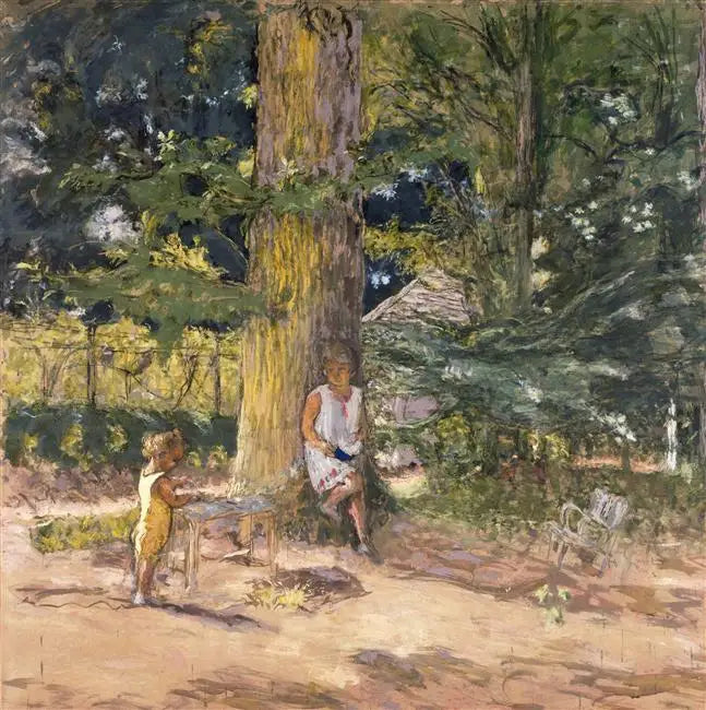 Antoinette David-Weill e seu sobrinho Maurice Lambiotte em Mareil-le-Guyon, projeto - Édouard Vuillard