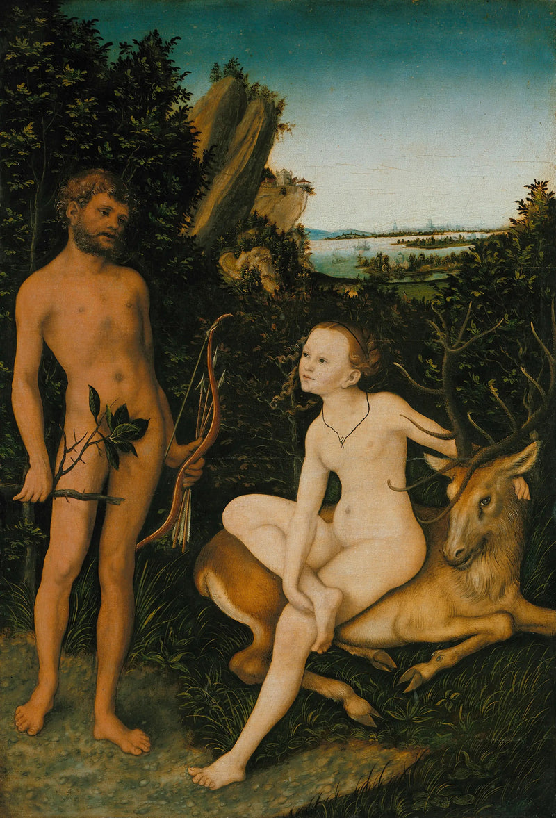 Apollon e Diana em uma paisagem florestal - Lucas Cranach, o Velho