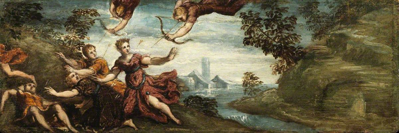 Apollon e Diana matando os filhos de Nióbe - Jacopo Tintoretto