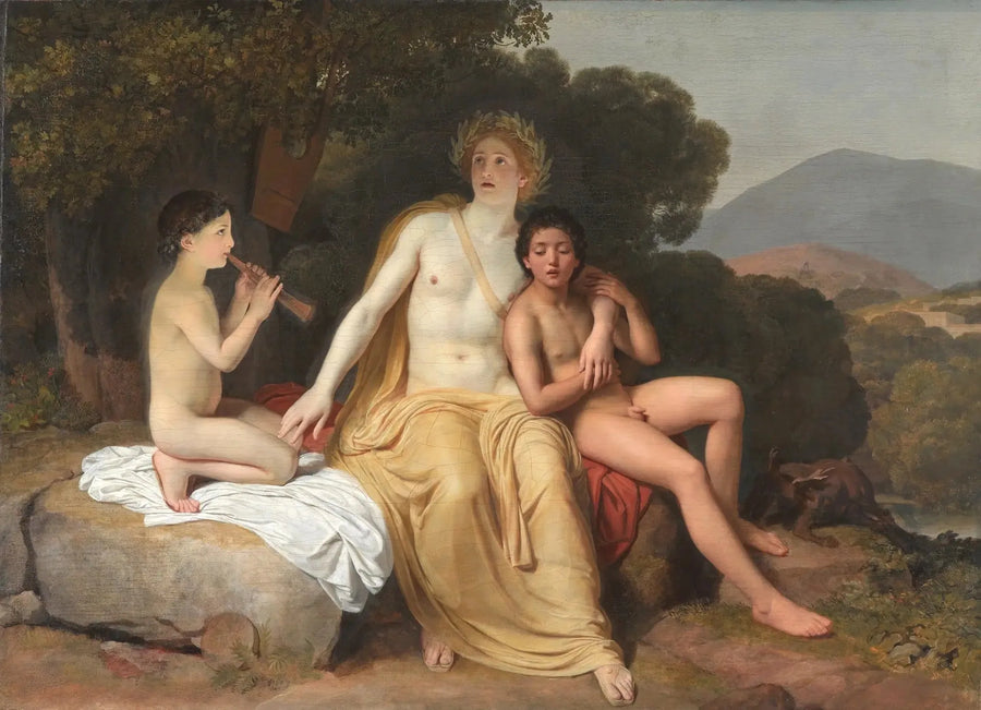 Apollon, Híacintho e Ciparisse tocando música e cantando - Alexandre Ivanov