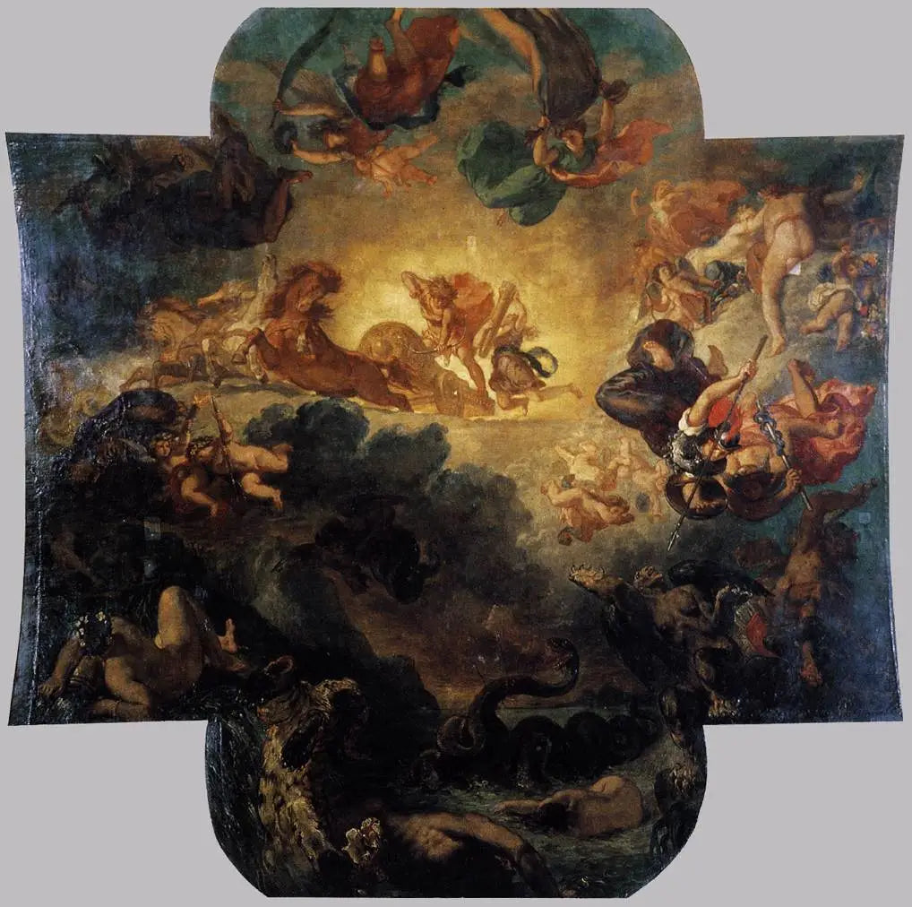 Reproduction du tableau « Apollon vainqueur du serpent Python - Eugène Delacroix » par Alpha Reproduction en peinture à l’huile
